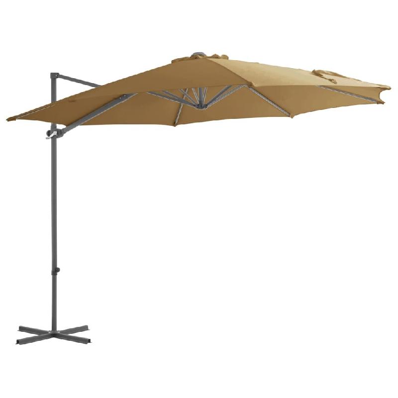 VidaXL Parasol de jardin en porte-à-faux avec mât en acier taupe Modèle Helios Vent - marron 44631_0