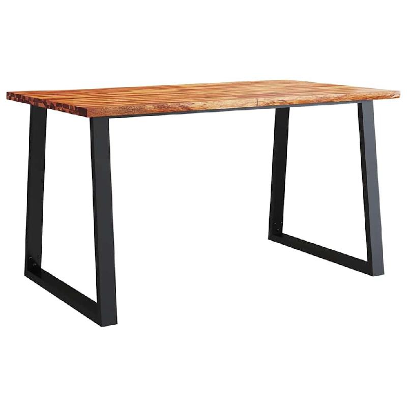 VidaXL Table à manger 140x80x75 cm bois d'acacia solide à bord vif Modèle Helios Ombre - 353289_0