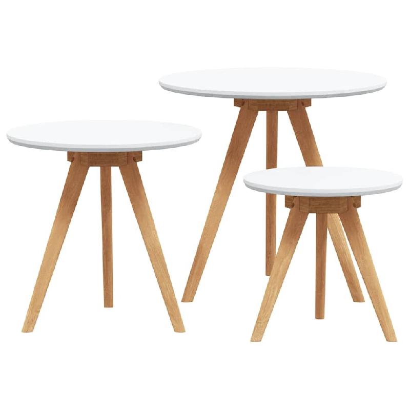 VidaXL Table basse 3 pcs Marron Bois de noyer massif Modèle Orion Office Nordique - 42009908_0