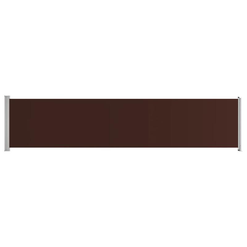 Auvent latéral rétractable de patio 140 x 600 cm - Marron - Polyester résistant aux UV et à l'eau_0