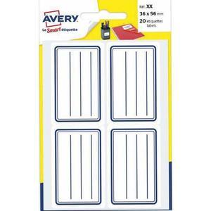 Avery pochette de 120 étiquettes cadre bleu avec lignes, 36x56 mm_0