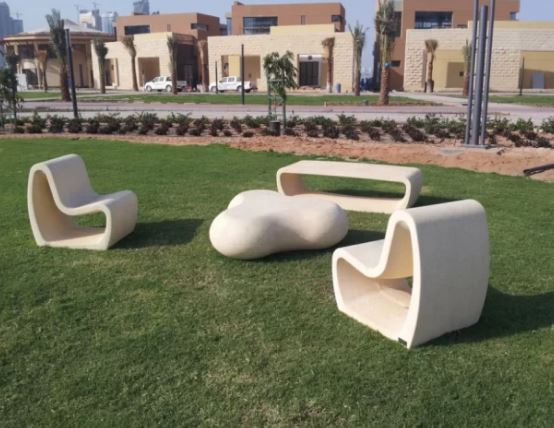 Banc et chaise en béton tubulaire - design minimaliste et écologique - Ciment Green Seal - Réduction CO2_0