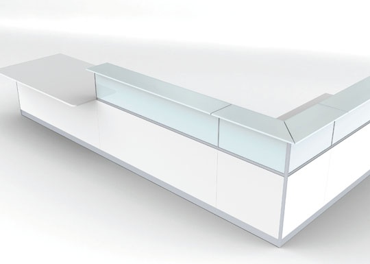 Banques d'accueil DVO LED - noyer, verre rétro-laqué blanc et détails aluminium_0