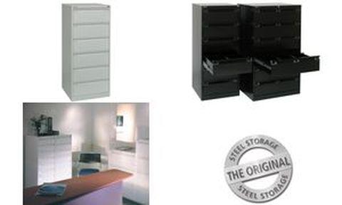 BISLEY - Armoire pour fiches en acier, 6 tiroirs A5, 3 colonnes, gris avec serrure à cylindre_0