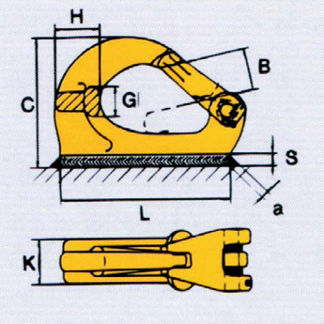 Crochet à souder type ukn utilisé comme point d'ancrage, maintien des élingues de levage_0