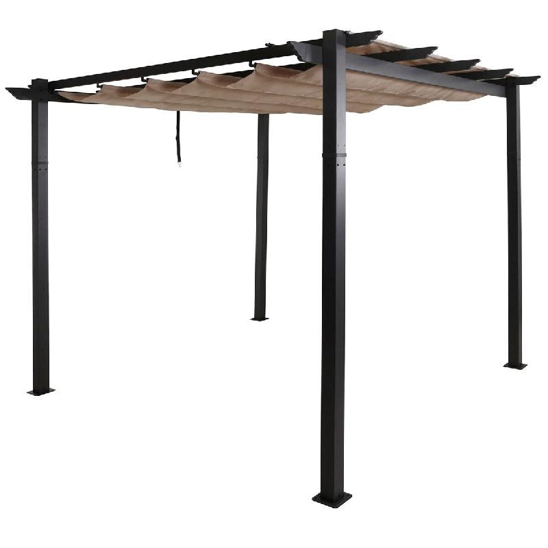 Décoshop26 - Pergola de jardin en aluminium 3x3 m avec toit coulissant réglable UV50+ structure 8 cm coloris crème beige 04_0009724 - aluminium 300_0