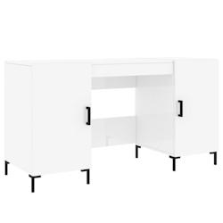 Helloshop26 - Bureau table poste de travail meuble d'ordinateur informatique étude brillant 140 x 50 x 75 cm bois d'ingénierie blanc 02_0023544 - 30_0