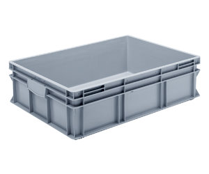 Bac plastique gerbable - KESBAC 800x600x220mm - norme Europe, fond et parois pleines, poignées fermées_0