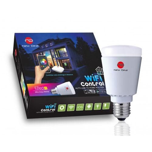 Kit 3 ampoules LED 9W E27 RGB WiFi connectées - télécommande et pont inclus - New Deal_0