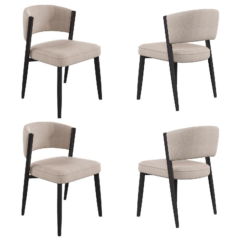 Merax Lot de 4 chaises de salle à manger , 60 x 49 x 80 cm, pieds en métal noir, housse en chenille taupe et rembourrage en mousse 25D - multicolore_0