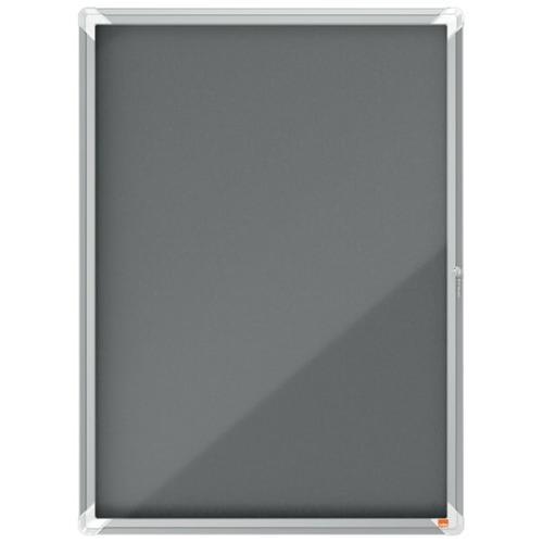 Vitrine d'affichage Nobo Premium Plus - porte battante - feutre gris - 9 x A4 - 1915330_0