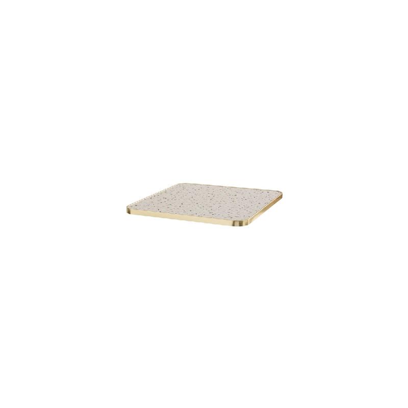 Oviala Business Plateau de table stratifié 70 cm marbre et bord aluminium terrazzo - blanc aluminium 114075_0