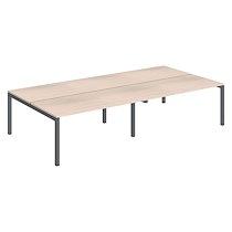 Pôle 4 bureaux droits Teamline L 320 cm - plateaux chêne clair piètement métal anthracite arche_0