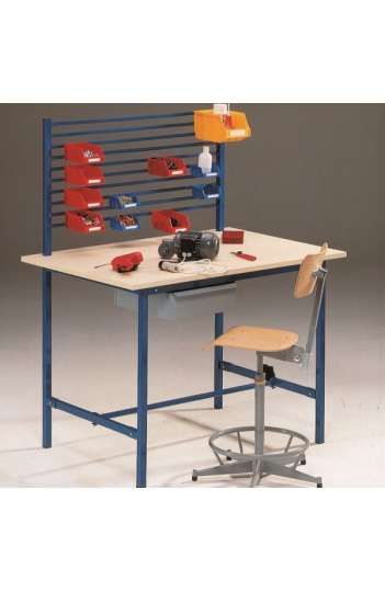 Paillasse / poste de travail - 1200 x 800 mm - hauteur 860 mm - avec élévation, tiroir et supports bacs_0