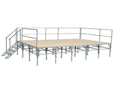 Podium modulable DMC Direct - Acier galvanisé, réglable en hauteur, avec escalier et garde-corps_0