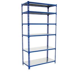 SimonRack Etagère métallique sans vis Simonclick 6 plateaux de 200 kgs par plateau couleur BLEU/GALVA 2500x1200x500 mm (haut x largeur x profondeur)_0