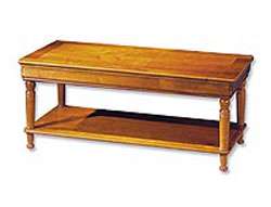Table basse fixe Louis Philippe - 1 tiroir - Plateau merisier, piètement hêtre, dimensions 110x55x46 cm_0