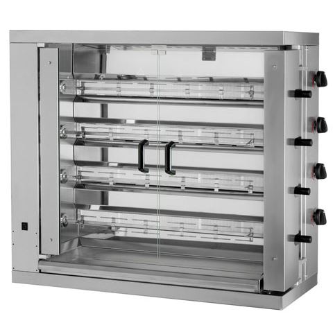Rôtissoire verticale à gaz 4 broches - 24 poulets - MCM - L1098 x P480 x H1000 mm - 230V mono / 50 Hz - 21 kW_0