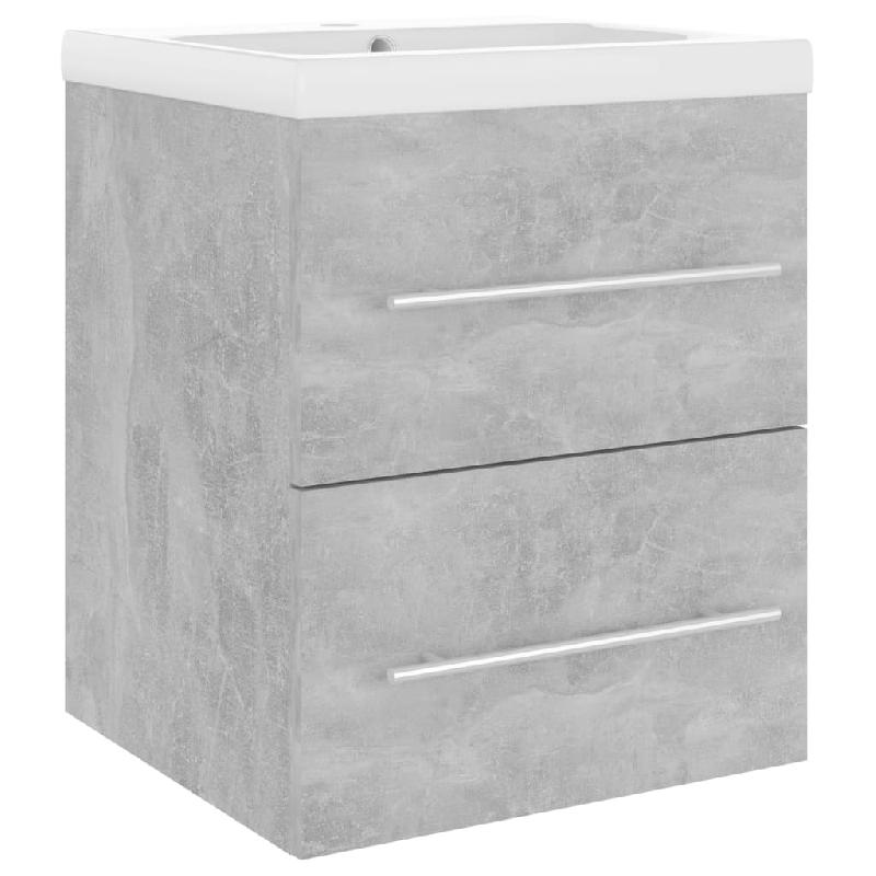 Armoire d'évier avec lavabo intégré - 41 x 38,5 x 48 cm - Gris béton - Aggloméré - Modèle 02_0006494_0