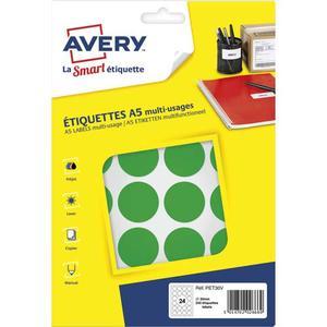 Avery - Sachet de 240 pastilles autocollantes imprimables ø30 mm - Coloris vert - Compatible imprimantes Laser, jet d'encre et copieur_0