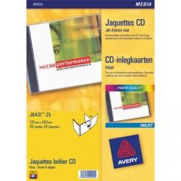 AVERY BOÎTE DE 50 ÉTIQUETTES JET D'ENCRE MONOCHROME POUR CD ET DVD J8676-25