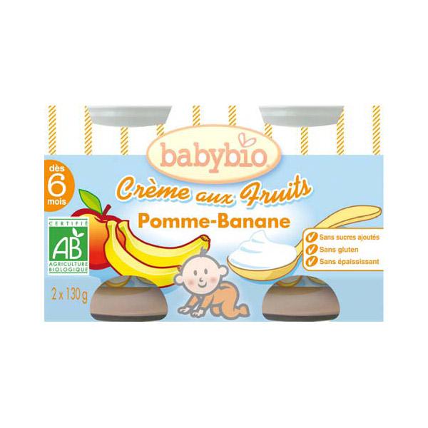 BABYBIO BABYBIO CRÈME POMME BANANE 6M PETITS POTS SUCRÉS BÉBÉ