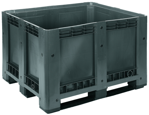 Caisse-palette en plastique 100% recyclé - 610L, fond et parois pleins, charge max 510kg_0