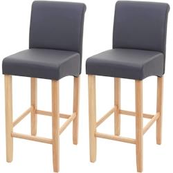 Décoshop26 - Lot de 2 tabourets de bar en synthétique gris mat pieds clairs avec repose pieds TDB04071 - gris 3000908969604_0
