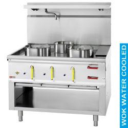 Fourneau wok 3 brûleurs avec rideau d'eau - Wok Line PLUS - 50645 kcal/h - 1100x900xh760/1300 mm_0