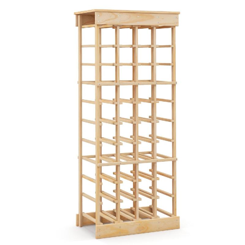 Helloshop26 - Étagère à vin lot de 1 46,5 x 27,5 x 113 cm capacité 40 bouteilles design moderne en bois de pin naturel 20_0020492 - Bois massif 30_0