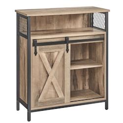 Helloshop26 - Meuble de rangement buffet avec porte de grange coulissante compartiment ouvert étagère réglable style industriel pour 12_0006431 - 3_0
