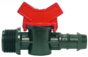 Mini vanne POM - joint NBR PN4 - raccords mâles à visser/cannelé pour tuyau PE-BD - réf. 5222V_0
