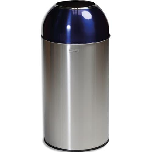 Probbax collecteur 'Open Dome' 40L - inox brossé/bleu verni avec porte-sac intégré_0