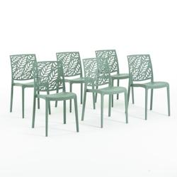 RATTATAN Set 6 Chaises en polypropylène avec fibre de verre empilables pour extérieur et jardin, bar et restaurant, cuisine design moderne - DAFNE -_0