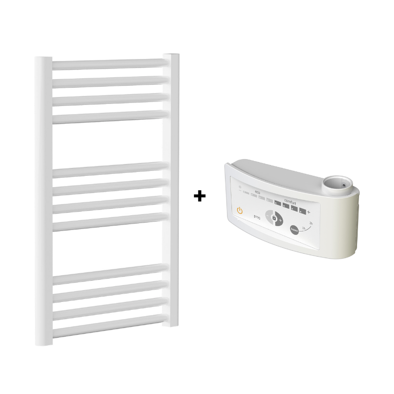 Sèche-Serviettes MAHANA Droit Mixte 598W + kit Elec 500W en acier blanc - Thermador - MAH6001238DM_0