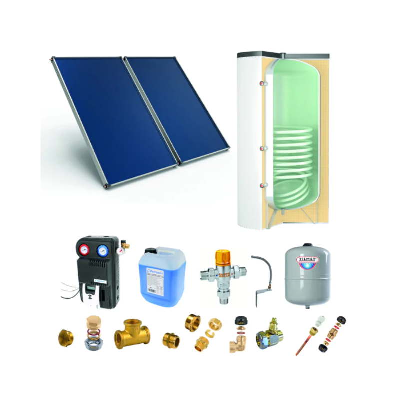 Astrea Pack A - CESI : 2 capteurs solaires fixation toiture inclinée + ballon préparateur ECS 300L blanc - Thermador - PSOLECSE23_0
