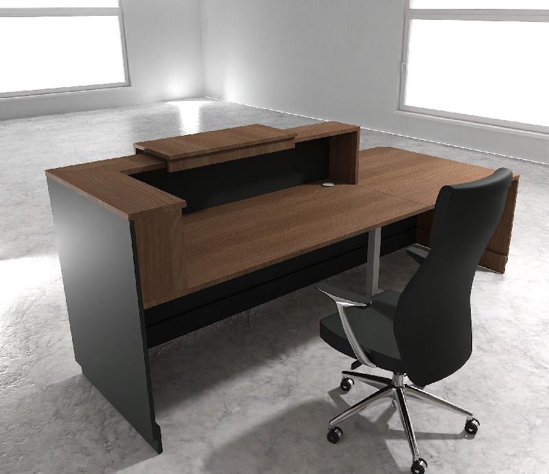 Bureau d'accueil ergonomique et Design Delta - Gauche, Noir, Non, 262, Acacia foncé_1