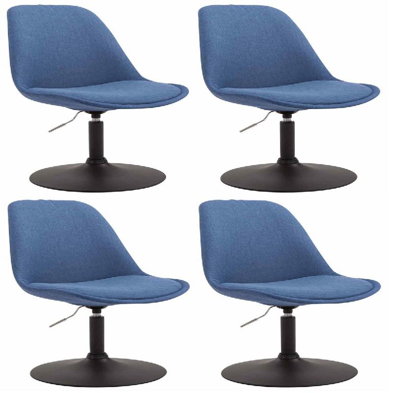 CLP Lot de 4 Chaises de salle à manger Maverick tissu avec pied trompette Bleu/Noir - bleu textile 319915_0