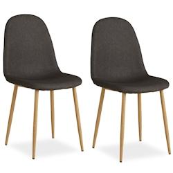 Décoshop26 - Lot de 2 chaises de salle à manger cuisine confortable et moderne en tissu anthracite pieds métal aspect bois CDS06103 - 3000430469603_0