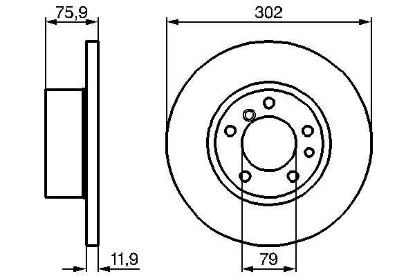Disque de frein Bosch 0986478319 - boîte de 2 disques - avant - plein - 5 trous - épaisseur 12mm_0