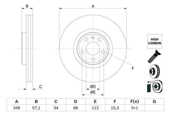 Disque de frein Bosch 0986479F17 - ventilé - côté avant - boîte de 1 disque_0