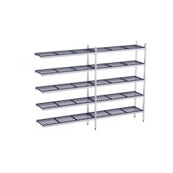 Distform Rayonnage en Inox d'Angle avec Clayettes 5 Niveaux en Polypropylène P.400mm et H.1800mm Acier inoxydable 2960x400x400x - 651637138255_0