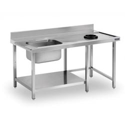 Distform Table de Prélavage Inox avec Trou de Vide Déchets, Bac à Gauche et Étagère Acier inoxydable 1600x750x750x850mm - 641094426347_0