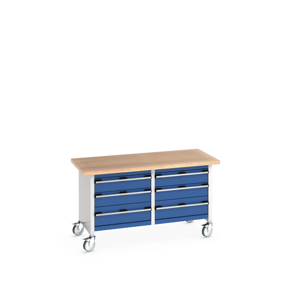 Établi monobloc cubio mobile avec armoire à 3 tiroirs - 41002106.11V - plateau bois multiplis 40 mm - 1500x750x840 mm_0