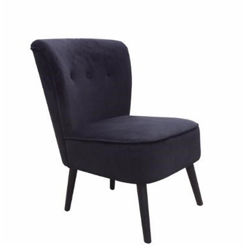 Fauteuil Ekiz velours noir - Paris Prix - Structure en eucalyptus massif et dossier matelassé_0