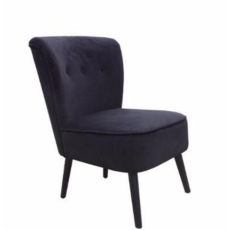 FAUTEUIL EKIZ VELOURS NOIR - PARIS PRIX_0