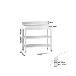 GGM Gastro Tables Inox de Travail Premium avec Dosseret et 2 étagères - Profondeur 600 mm - ATK76AZB - 4063326276289_0