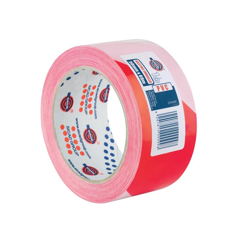 Ruban adhésif rouge et blanc PVC 350 - 50 mm x 66 m - Eurocell - Réf : PE07PA0034 - 761235_0