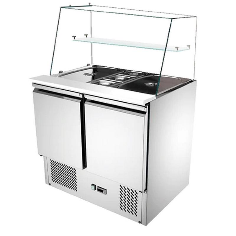 Saladette professionnel 2 portes positive statique avec vitre droite 176 l - THS900VG_0