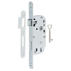 Serrure encastrable à clé pour porte de chambre, axe 40mm, bouts ronds, zingué, 1 clé - THIRARD - gris 3150269111027_0